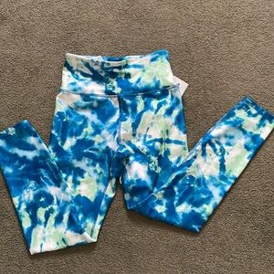 Wildfox Sweat High Rise Blue & Green Tie Dye Full Leggings S